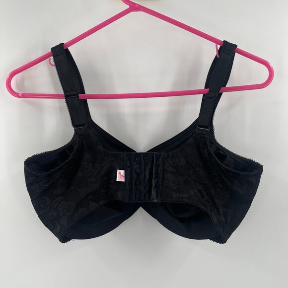 WACOAL Bra 36DDD 85567 Awareness Full Coverage Black Floral Underwire Unlined - Picture 2 of 16